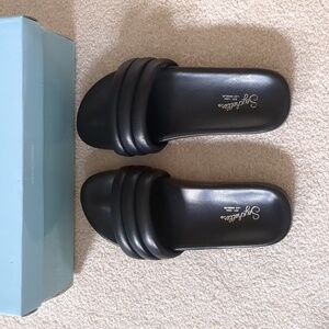 Seychelles Black Leather Sandals